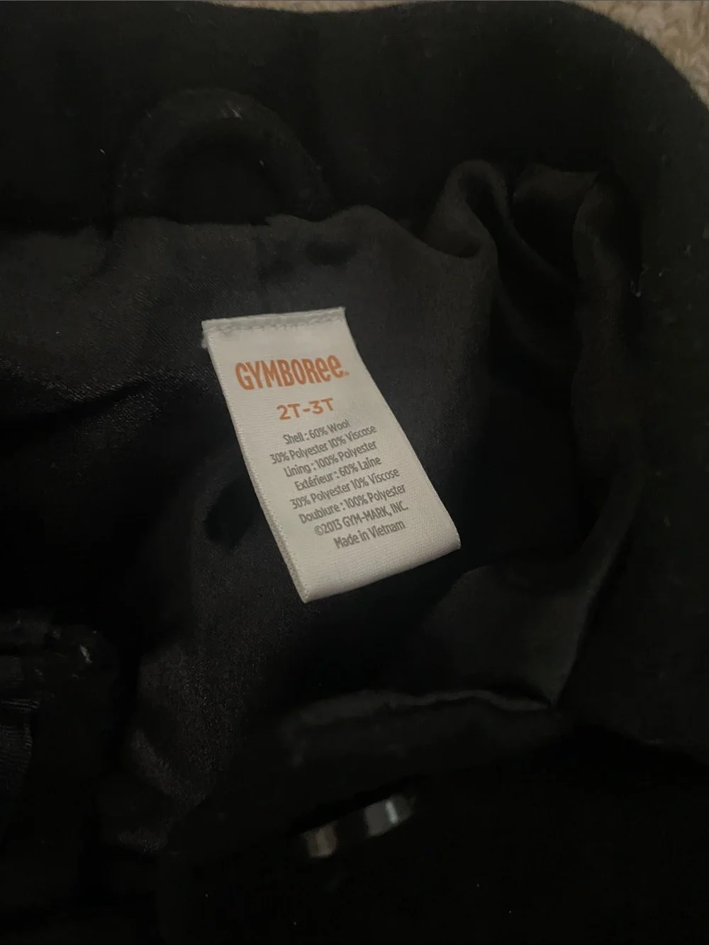 Gymboree Black Girls' Pea Coat with Ribbon Accents